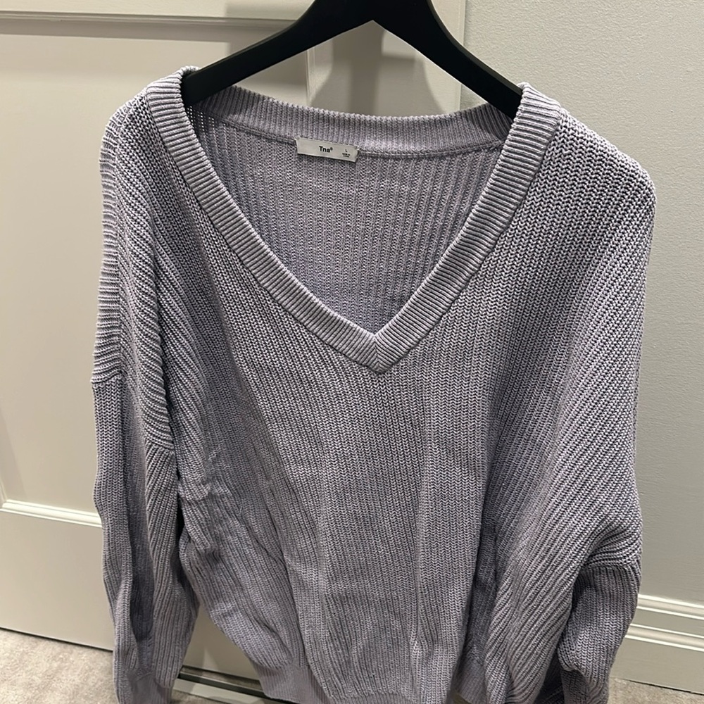 TNA light purple v neck knit sweater